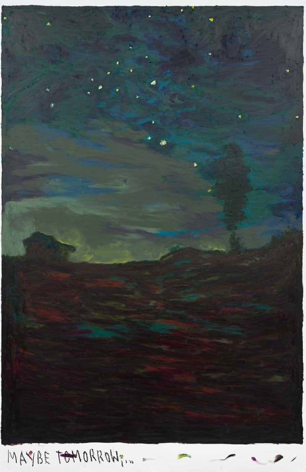 Rinus Van de Velde Maybe tomorrow, ..., 2025 oil pastel on paper 172 x 112 cm 191 x 131 x 5 cm artist frame