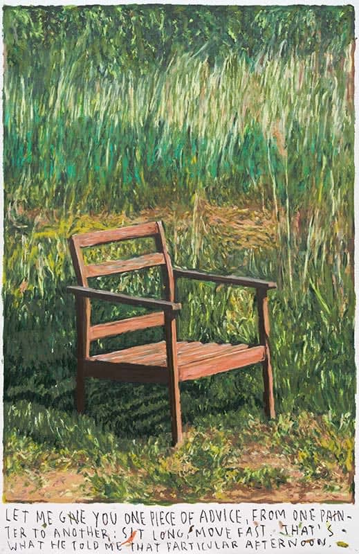 Rinus Van de Velde Let me give you one piece of advice, ..., 2025 oil pastel on paper 172 x 112 cm 191 x 131 x 5 cm artist frame