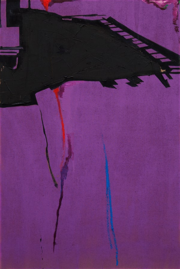 Koen van den Broek Space, 2025 oil, traffic paint and tar on linen 150 x 100 cm