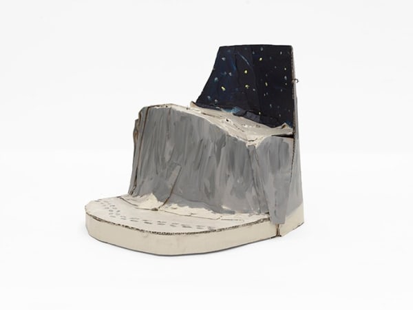 Rinus Van de Velde Robert, Robert, Robert,.. !!, 2025 painted cardboard, artist pedestal 42 x 52 x 41 cm pedestal: 75 x 61 x 51 cm