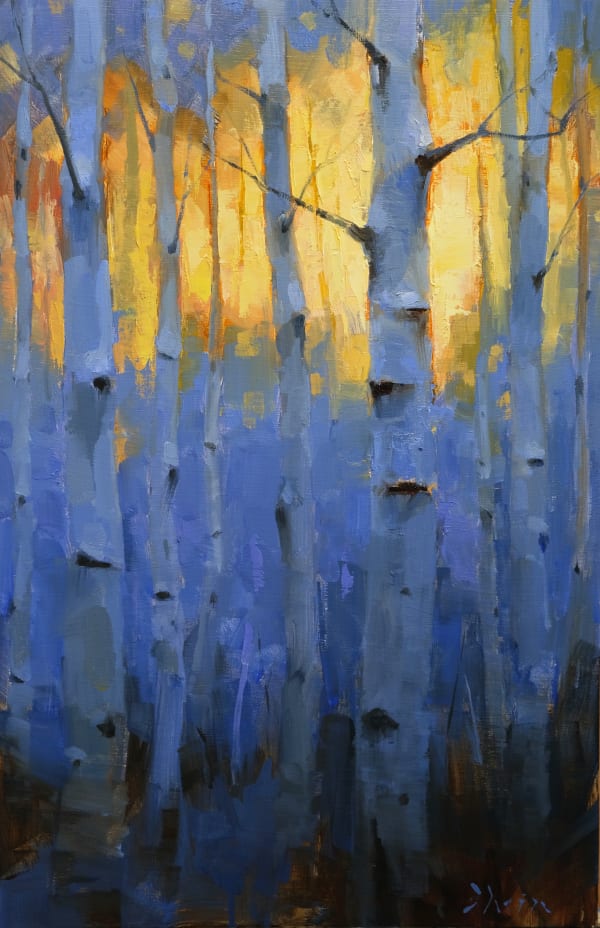 Jacob Dhein, Aspen Trees at Sunset, 2023