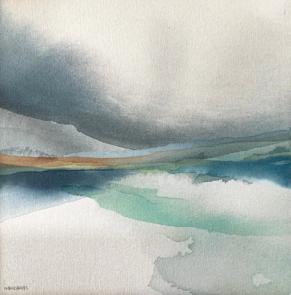 Peter Davis RSW Lunk Watercolour & ink on canvas 30 x 30 cm Framed 33 x 33 cm