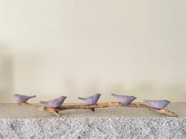 Lois Carson Five Perching Birds Stoneware 12 x 76 cm