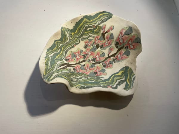 Maralyn Reed-Wood Lillies Porcelain Nerikomi bowl 32 x 32 cm