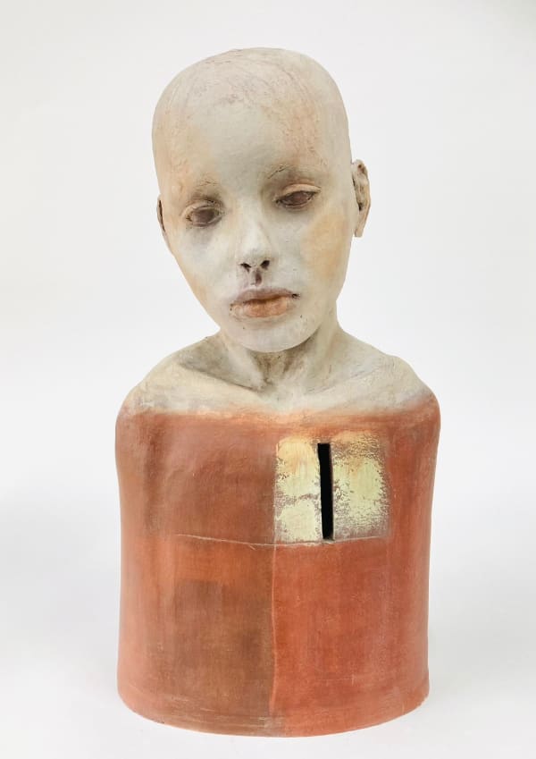 Jacqueline Shortland A Heart Worth Loving Earthenware, underglazes & casein on oak 49 x 24 x 22 cm