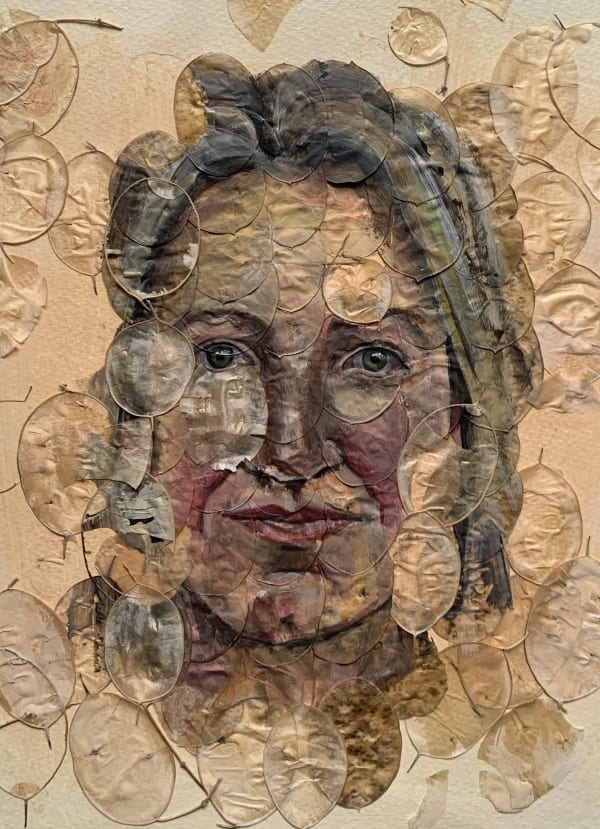 Sonya Binnie Dis-Integration Acrylic on seed heads 30 x 30 cm Framed 33 x 33 cm