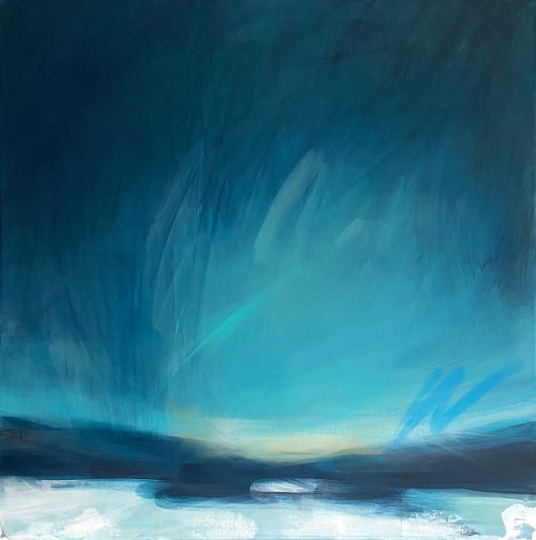 Victoria Wylie Downpour Mixed media on canvas 70 x 70 cm Framed 74 x 74 cm