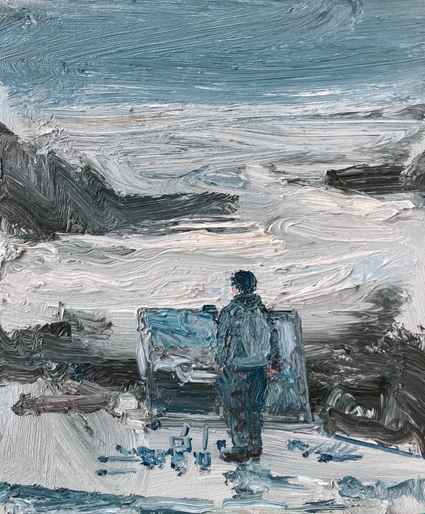 Stuart Buchanan Painter on the Shore Oil on canvas 30 x 25 cm Framed 46 x 41 cm