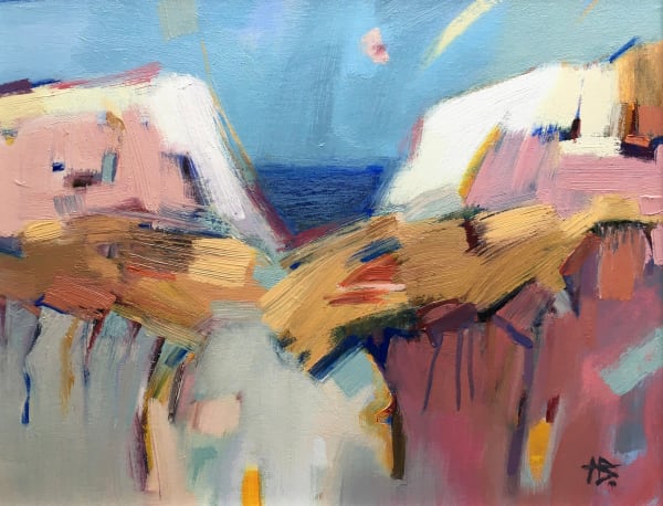 Helen Bruce Sea View Oil on board 40 x 50 cm Framed 45 x 55 cm