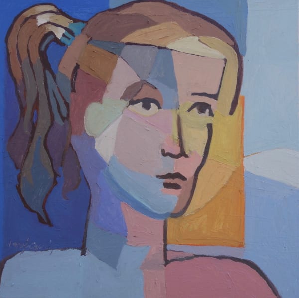 Catherine Imhof-Cardinal Ponytail Oil on canvas 50 x 50 cm Framed 70 x 70 cm