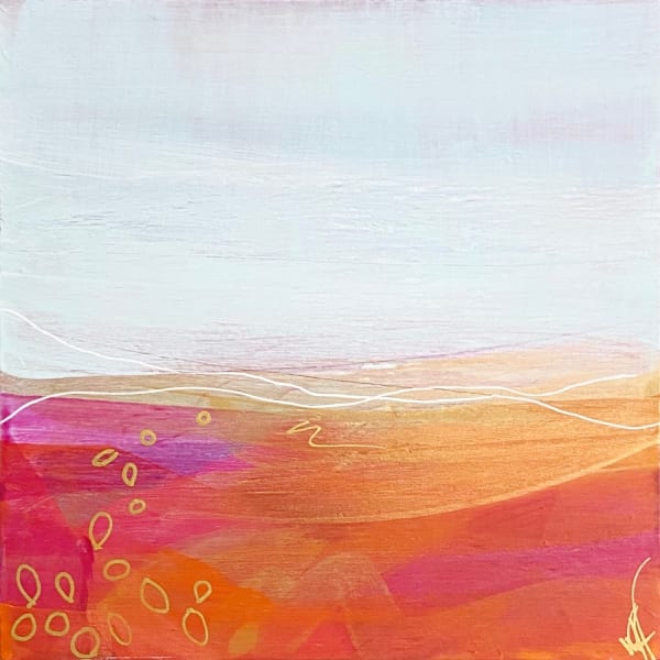 Victoria Wylie Golden Hour IX Mixed media on wood panel 15 x 15 cm Framed 19 x 19 cm