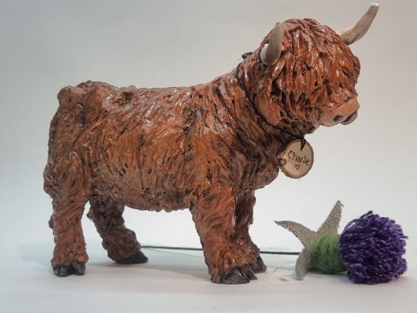 Lesley D McKenzie Charlie Raku fired ceramic 30 cm