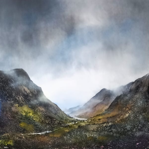 Peter Dworok Glencoe Oil on board 41 x41 cm framed 51 x 51 cm