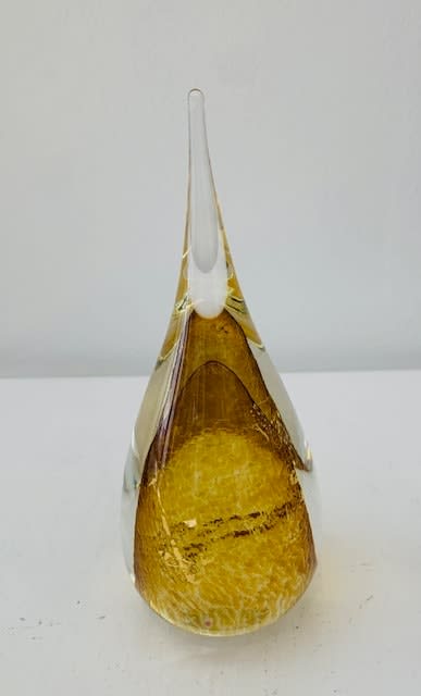 Elin Isaksson Droplet, Paperweight (amber & gold leaf) Hand blown glass & gold leaf Medium, 17 cm height
