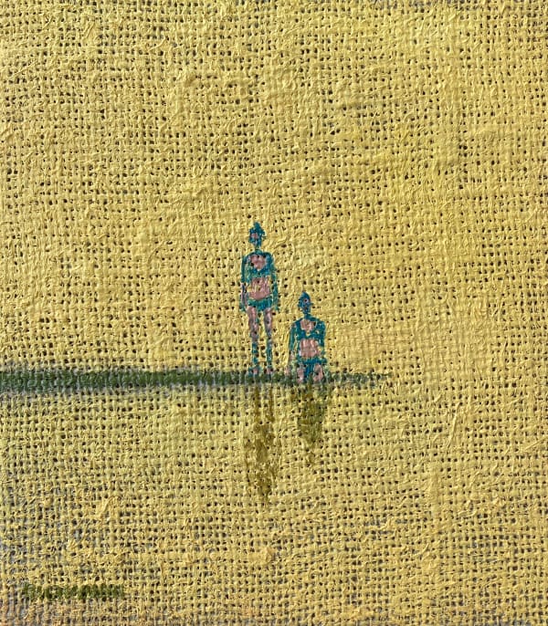 Stuart Buchanan Slipway Oil on hessian 21 x 19 cm Framed 36 x 34 cm