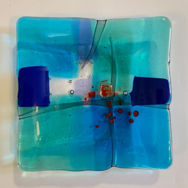 Kim Bramley SGS CGS Tapestry Land Plate (15) Kiln formed glass 15 x 15 cm