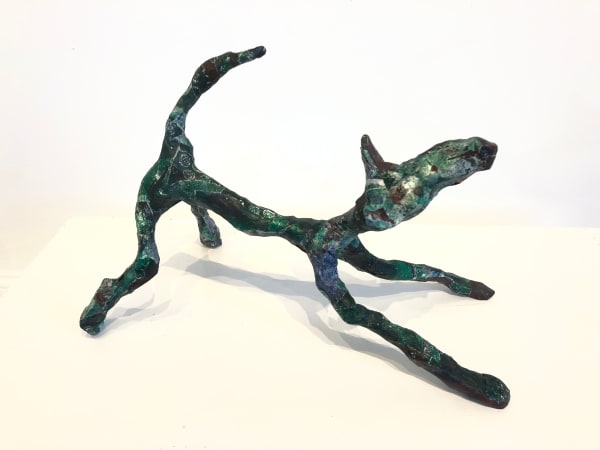Fi Knox Green Dog Recycled wire, papier mache & plaster bandage 35 x 15 x23 cm
