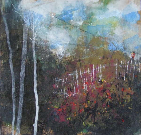 Robert McAulay Lone Pilgrim Mixed media 25 x 25 cm Framed 30 x 30 cm