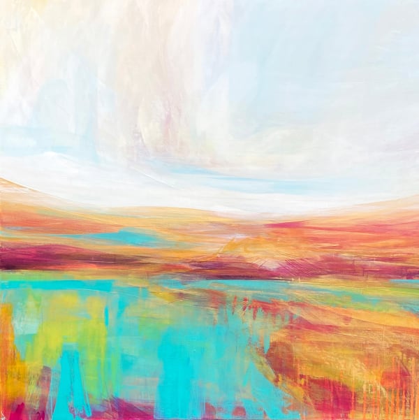 Victoria Wylie Embers of Autumn's Warm Haze Acrylic & mixed media on canvas 100 x 100 cm Unframed
