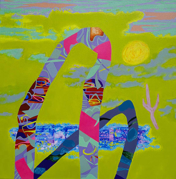Mary May Pilgrimage Acrylic on canvas 60 x 60 cm Framed 65 x 65 cm