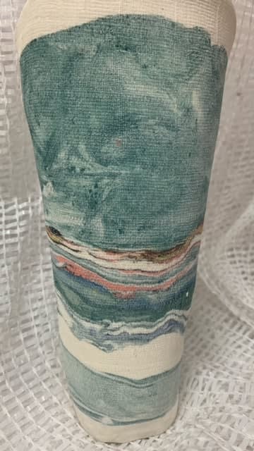 Maralyn Reed-Wood Red Horizon Porcelain Nerikomi pot 20 cm