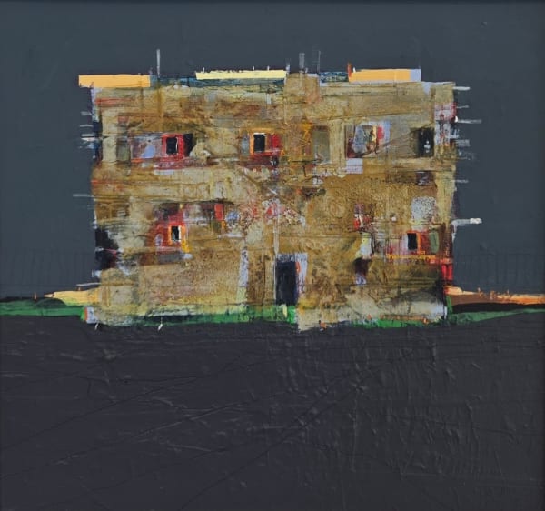 Robert McAulay Small Block II mixed media 30 x 35 cm Framed 49 x 51 cm