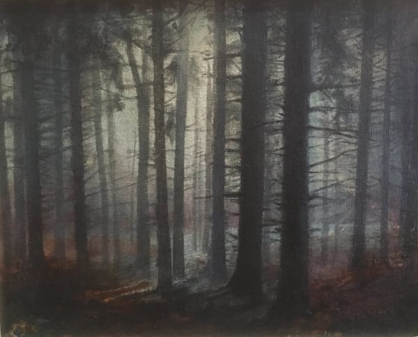 Nerine Tassie Winter Light Through the Trees Mixed media 12 x 15 cm Framed 26 x 30 cm