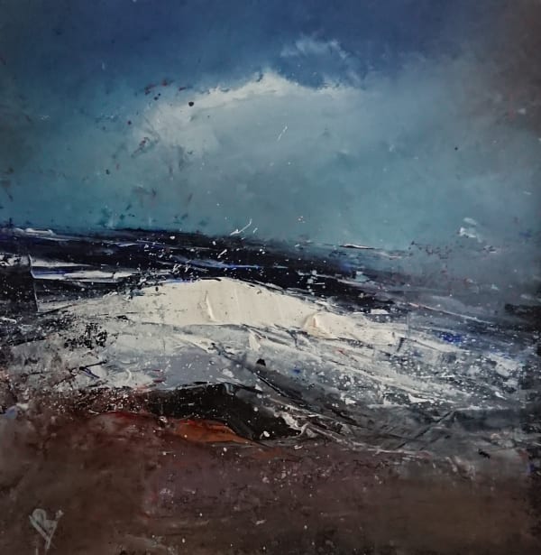 Ian Rawnsley Out into the Blue Oil on board 23 x 23 cm Framed 36 x 36 cm