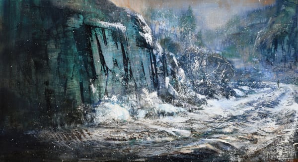 Kate Bentley Quarry Track Oil on panel 28 x 50 cm Framed 46 x 69 cm