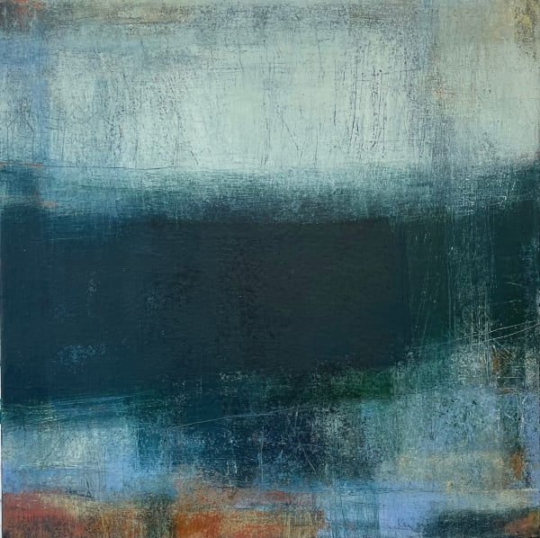 Val Thomson Moving Slowly Oil & cold wax 50 x 50 cm Framed 58 x 58 cm