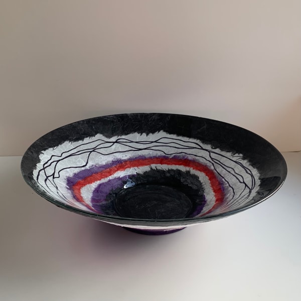 Liz Milne The Thin Red Line Decoupage under glass 33 x 33 cm
