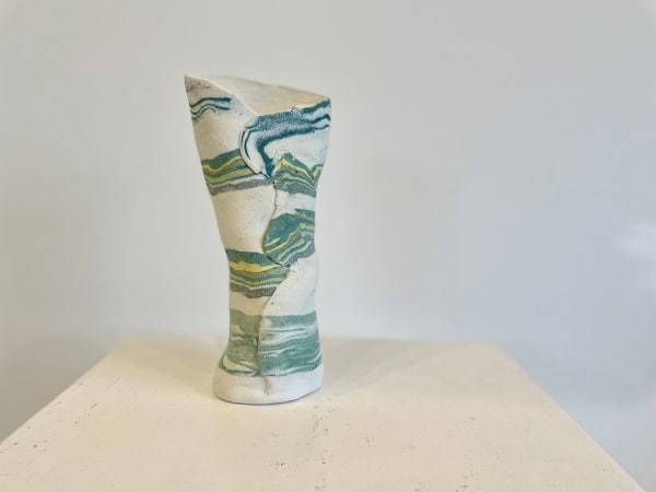 Maralyn Reed-Wood Green River Porcelain Nerikomi pot 20 cm