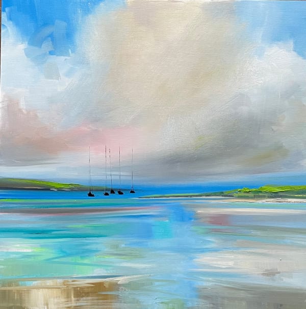 Rosanne Barr Dancing Light Oil 50 x 50 cm Framed 55 x 55 cm