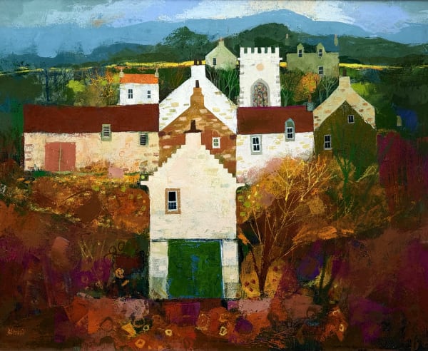 George Birrell Church Tower Oil on linen 62 x 76 cm Framed 80 x 96 cm