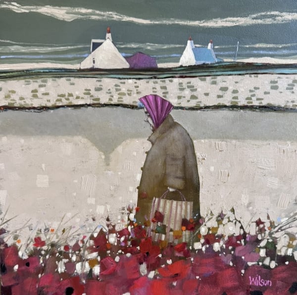 Gordon Wilson Cut Along The Sand Oil 30 x 30 cm Framed 63 x 63 cm