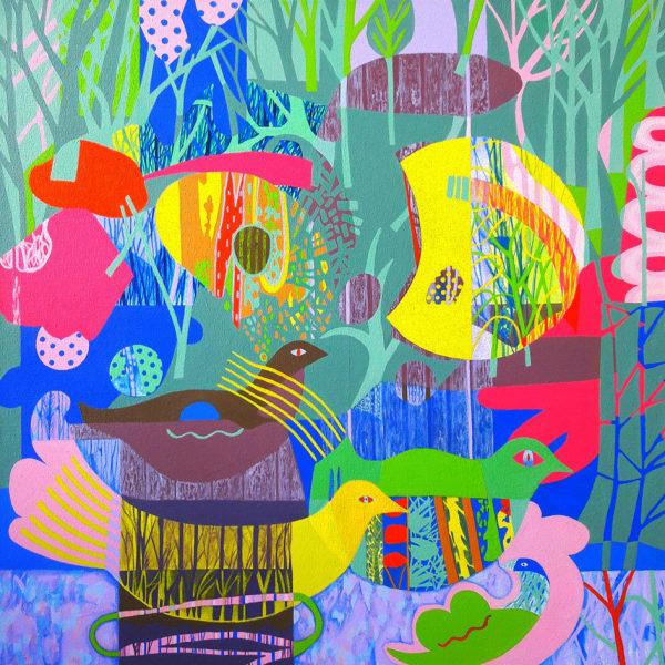 Mary May Under a Half Moon Acrylic on canvas 60 x 60 cm Framed 65 x 65 cm