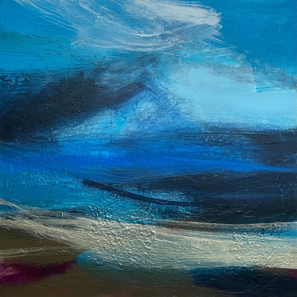 Caroline Bailey RSW Across Glen Drynoch Mixed media 91 x 91cm Framed 94 x 94 cm