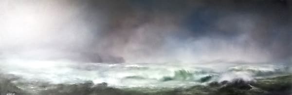 Peter Dworok Bracadale Storm II Oil on board 30 x 92 cm Framed 42 x 104 cm