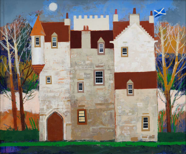 George Birrell Saltire in the Wind Oil on plywood 50 x 60 cm Framed 70 x 80 cm