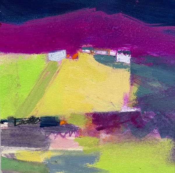 Caroline Bailey RSW Yesnaby Fields Mixed media 25 x25 cm Framed 45 x 45 cm