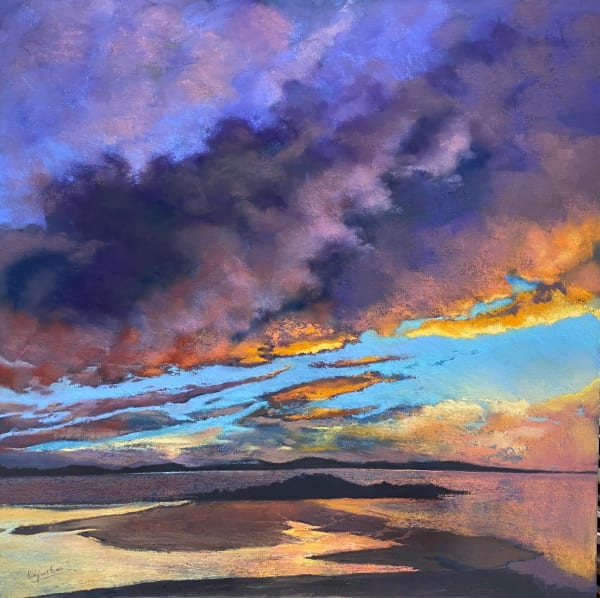 Margaret Evans Evening Tide Pastel & gouache 76 x 76 cm Framed
