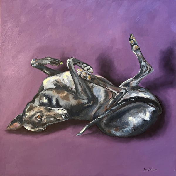 Fiona Thomson Pedicure Oil on canvas 60 x 60 cm Framed 64 x 64 cm