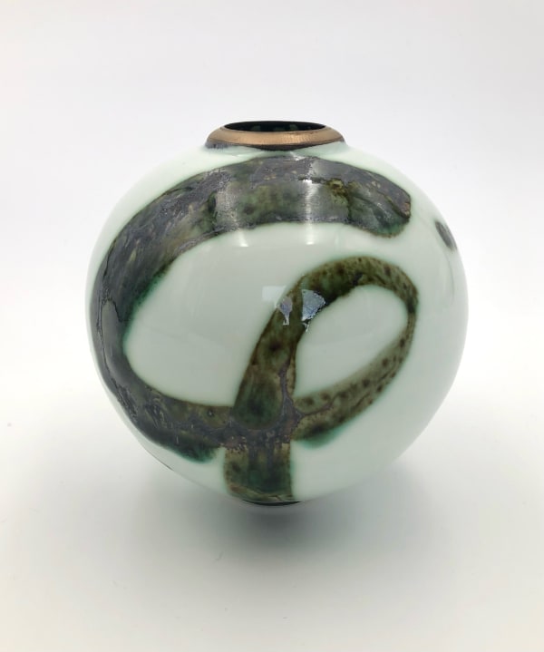 Tricia Thom Mini Moon Jar Porcelain with celadon glaze 12 cm heigh