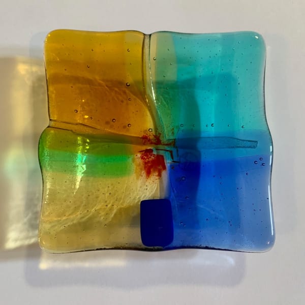 Kim Bramley SGS CGS Tapestry Land Plate (12) Kiln formed glass 12 x 12 cm