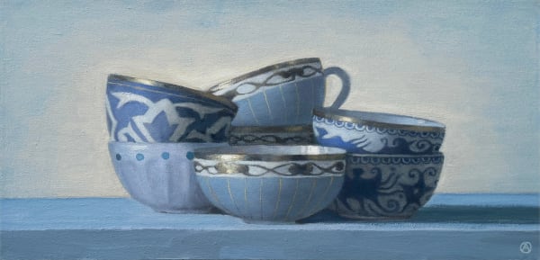 Painting of six teacups