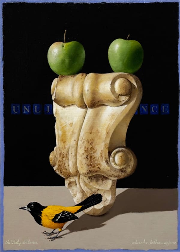 Painting of a still life with a bird