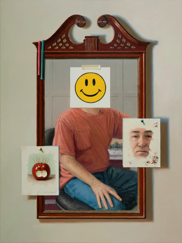 Painting of a reflection of a man in a mirror