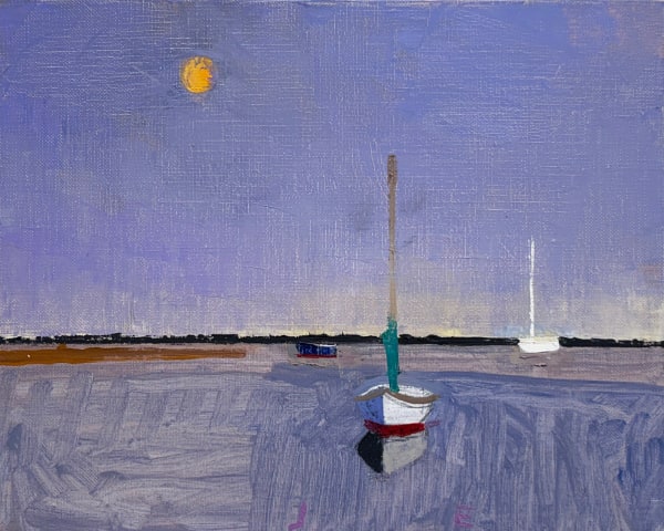 Nighttime seascape painting