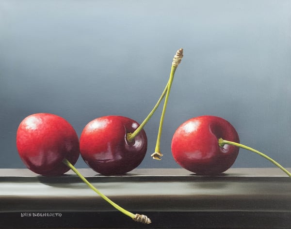 Painting of three cherries