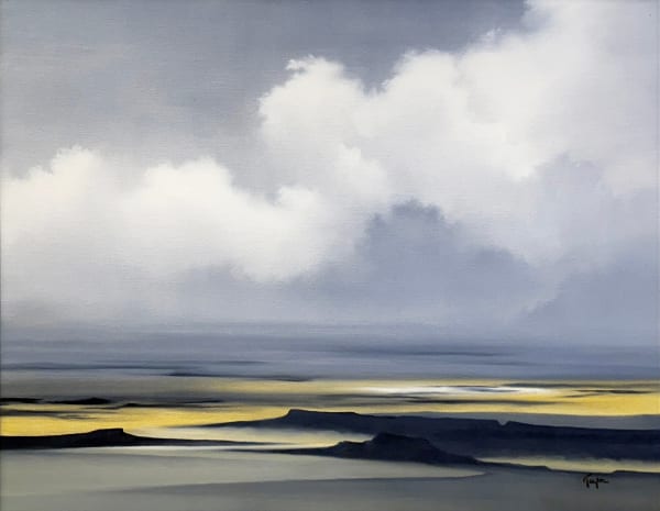 Landscape painting in blue tones